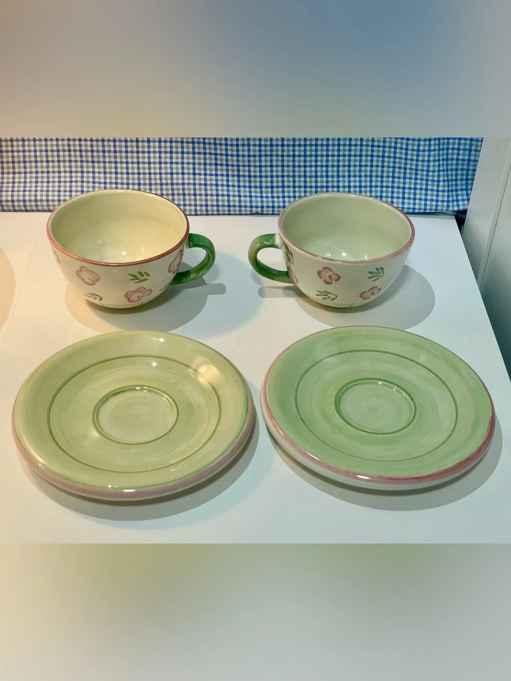 Bella Ceramica “Pastis” Tea Set – 2 Teacups & 2 Saucers | Hand-Painted
